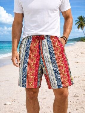 Vtg Chaps Ralph Lauren Swim Bathing Suit XXL Tropical Lined Trunks Hawaiian Mens